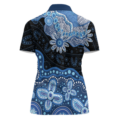Prostate Cancer Awareness Aussie Indigenous Women Polo Shirt Blue Ribbon Aboriginal Arts