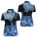 Prostate Cancer Awareness Aussie Indigenous Women Polo Shirt Blue Ribbon Aboriginal Arts