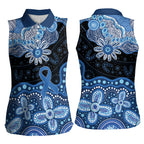 Prostate Cancer Awareness Aussie Indigenous Women Sleeveless Polo Shirt Blue Ribbon Aboriginal Arts