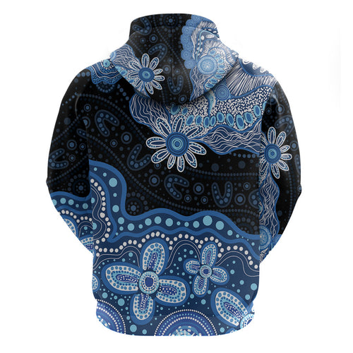 Prostate Cancer Awareness Aussie Indigenous Zip Hoodie Blue Ribbon Aboriginal Arts