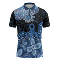 Prostate Cancer Awareness Aussie Indigenous Zipper Polo Shirt Blue Ribbon Aboriginal Arts