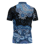 Prostate Cancer Awareness Aussie Indigenous Zipper Polo Shirt Blue Ribbon Aboriginal Arts
