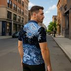 Prostate Cancer Awareness Aussie Indigenous Zipper Polo Shirt Blue Ribbon Aboriginal Arts