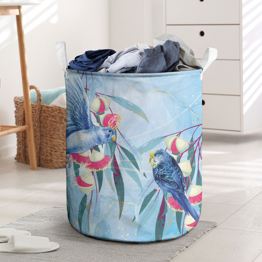 Australia Blue Budgie Marble Glaze Laundry Basket Cancer Awareness