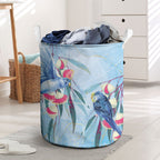 Australia Blue Budgie Marble Glaze Laundry Basket Cancer Awareness