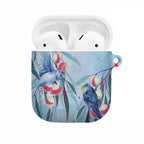 Australia Blue Budgie Marble Glaze AirPods Case Cancer Awareness