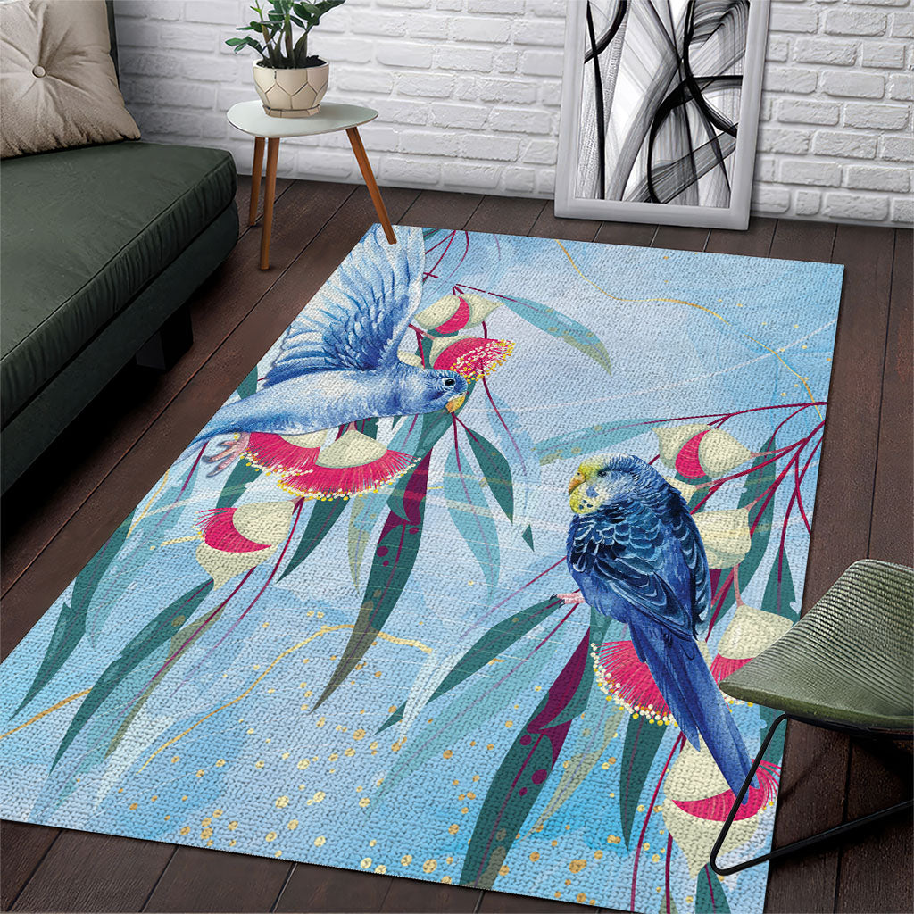 Australia Blue Budgie Marble Glaze Area Rug Cancer Awareness