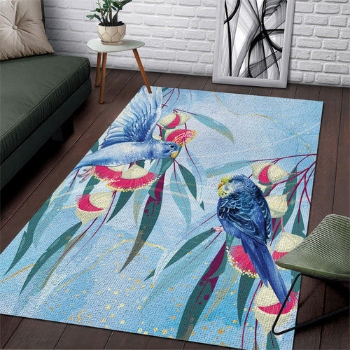 Australia Blue Budgie Marble Glaze Area Rug Cancer Awareness