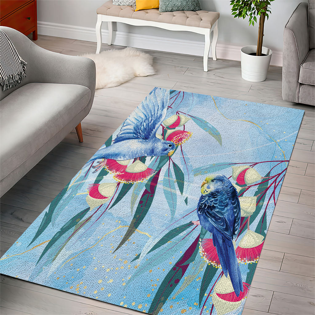 Australia Blue Budgie Marble Glaze Area Rug Cancer Awareness