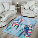 Australia Blue Budgie Marble Glaze Area Rug Cancer Awareness