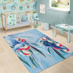 Australia Blue Budgie Marble Glaze Area Rug Cancer Awareness