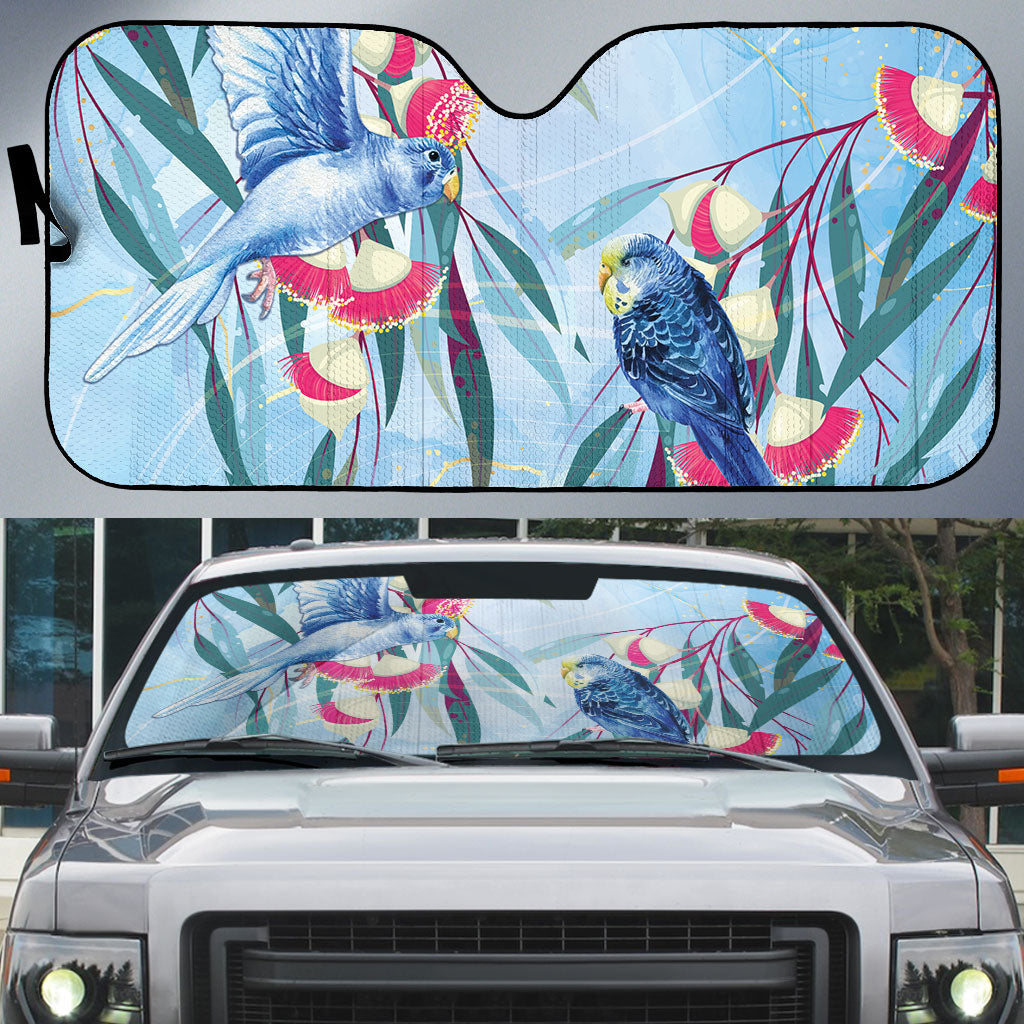 Australia Blue Budgie Marble Glaze Auto Sun Shade Cancer Awareness