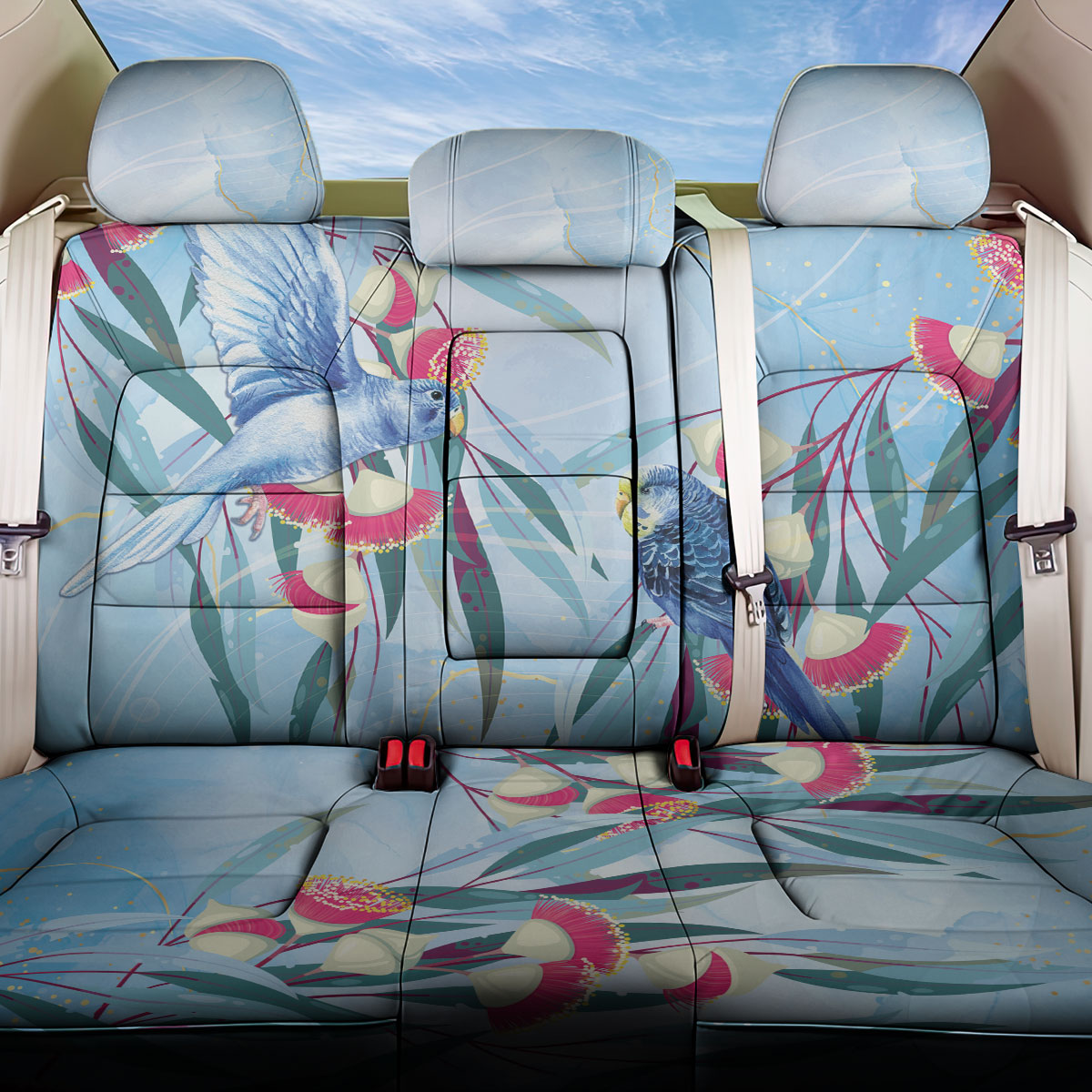 Australia Blue Budgie Marble Glaze Back Car Seat Cover Cancer Awareness