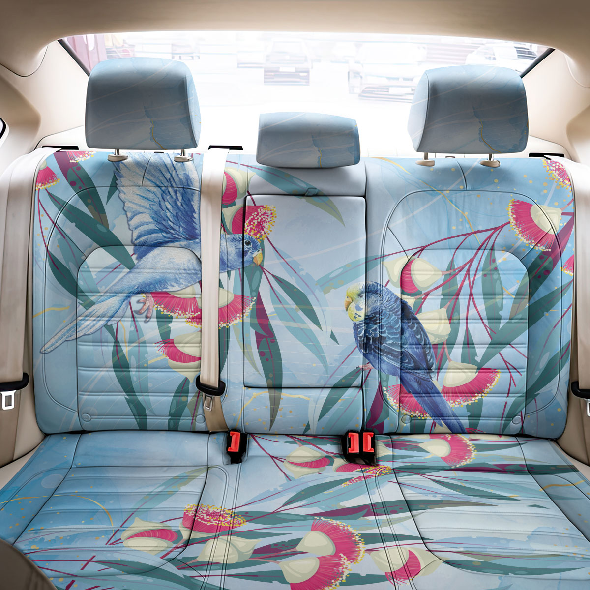 Australia Blue Budgie Marble Glaze Back Car Seat Cover Cancer Awareness