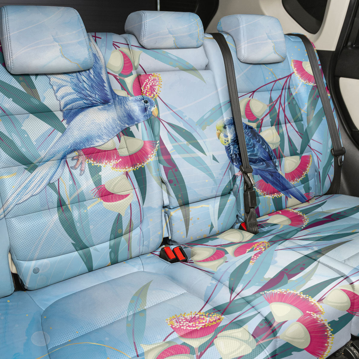 Australia Blue Budgie Marble Glaze Back Car Seat Cover Cancer Awareness