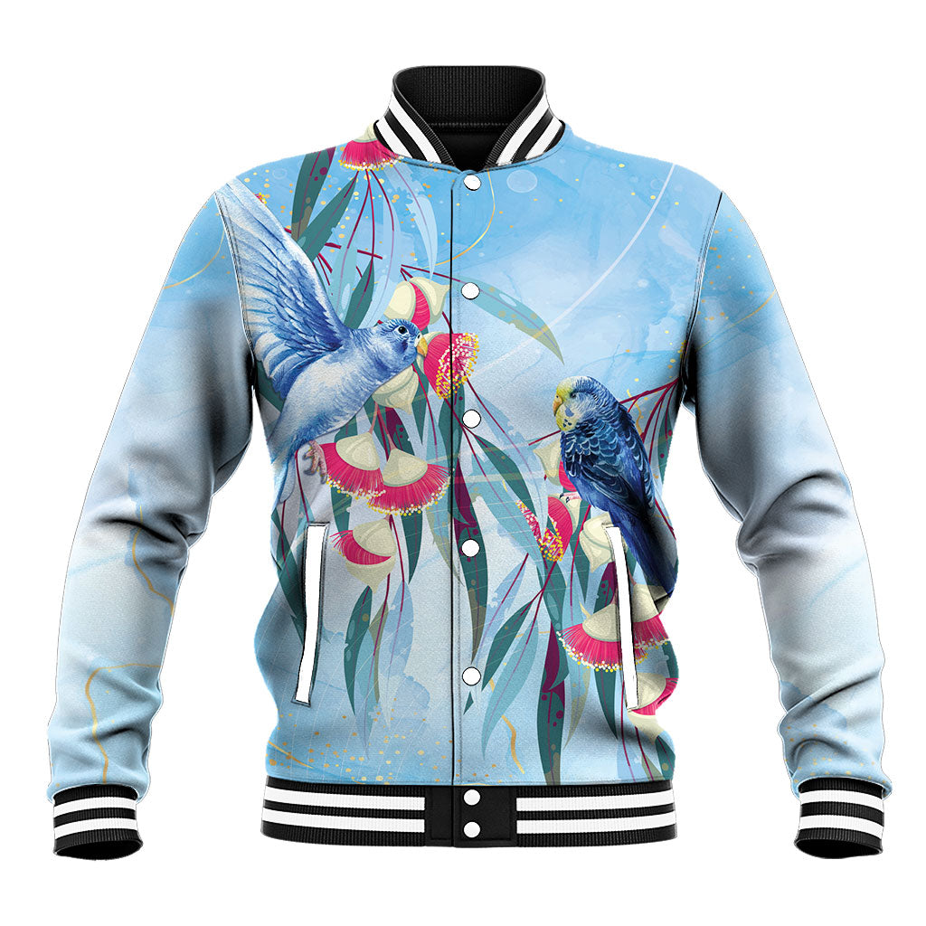 Australia Blue Budgie Marble Glaze Baseball Jacket Cancer Awareness