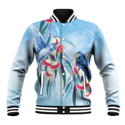 Australia Blue Budgie Marble Glaze Baseball Jacket Cancer Awareness
