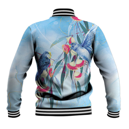 Australia Blue Budgie Marble Glaze Baseball Jacket Cancer Awareness