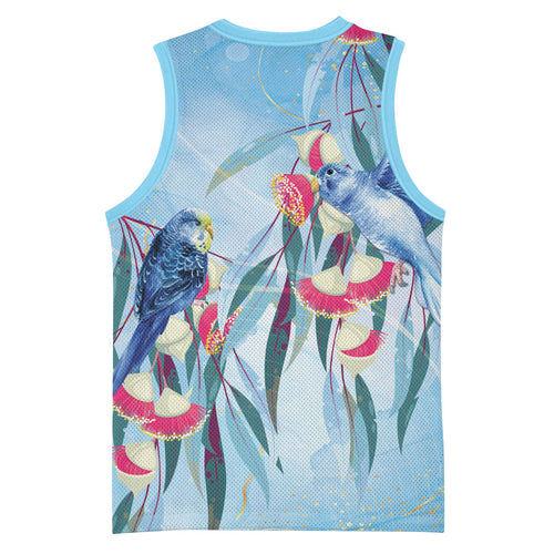 Australia Blue Budgie Marble Glaze Basketball Jersey Cancer Awareness