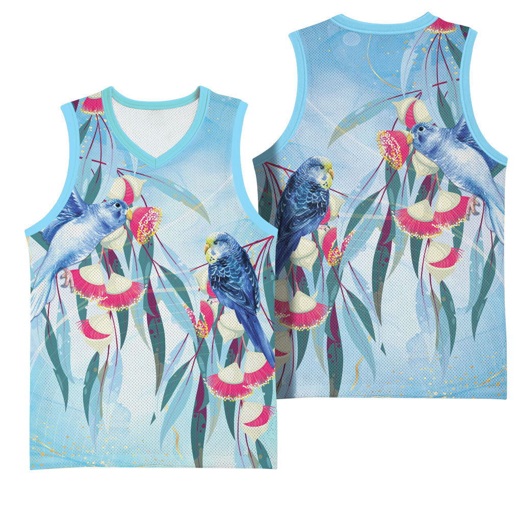Australia Blue Budgie Marble Glaze Basketball Jersey Cancer Awareness