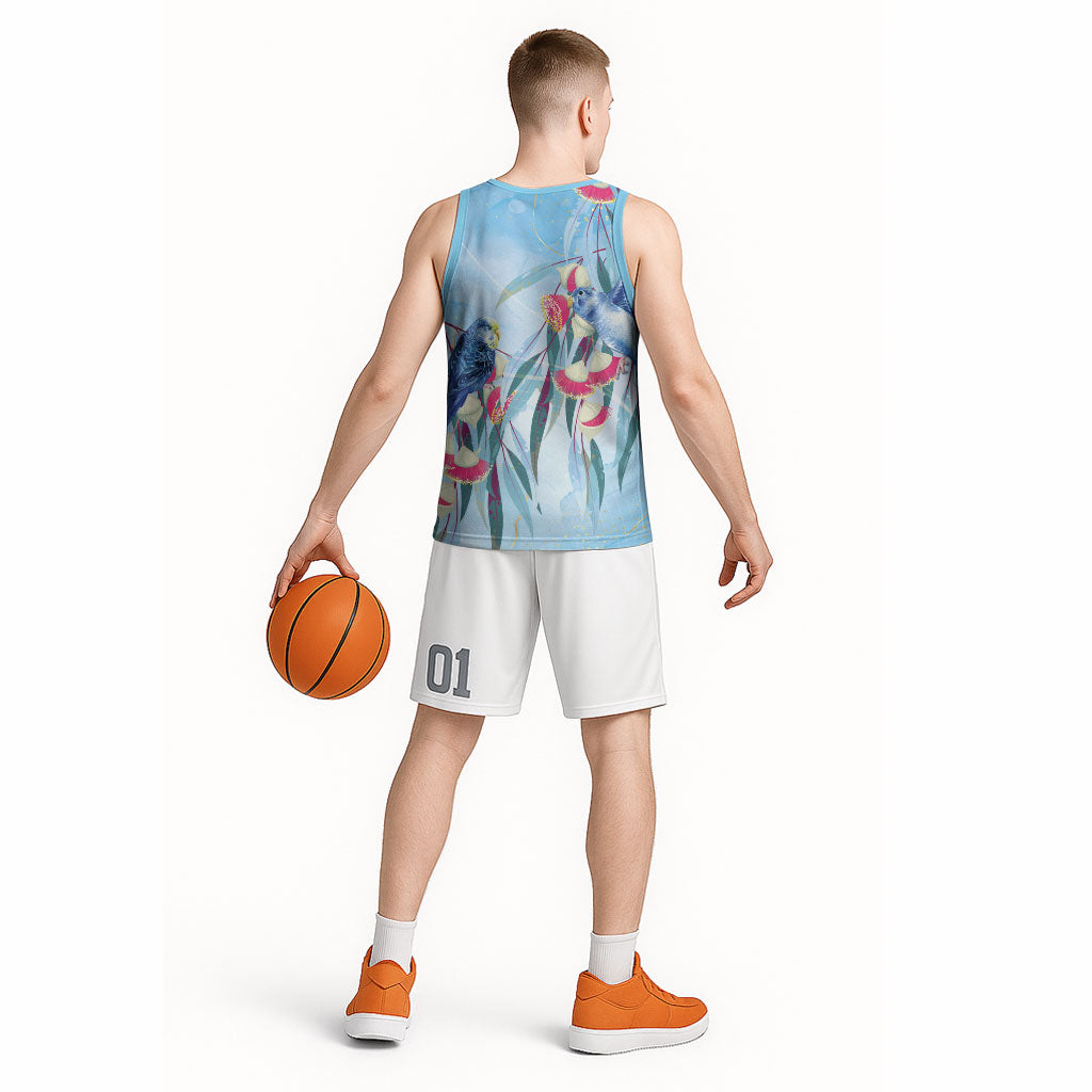 Australia Blue Budgie Marble Glaze Basketball Jersey Cancer Awareness