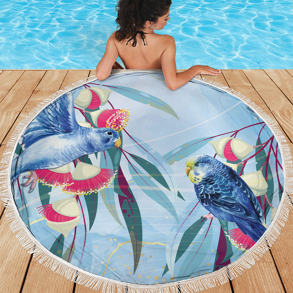 Australia Blue Budgie Marble Glaze Beach Blanket Cancer Awareness