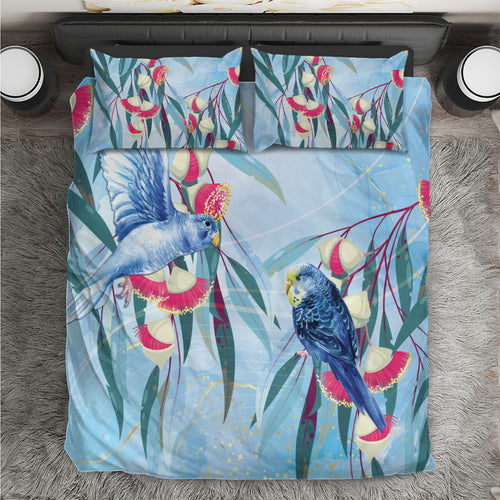 Australia Blue Budgie Marble Glaze Bedding Set Cancer Awareness