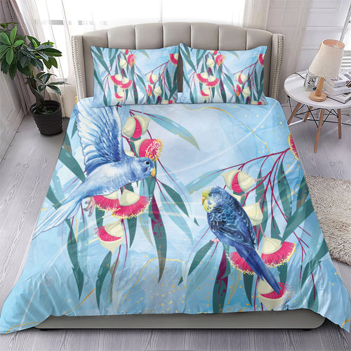 Australia Blue Budgie Marble Glaze Bedding Set Cancer Awareness
