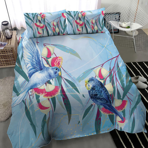 Australia Blue Budgie Marble Glaze Bedding Set Cancer Awareness