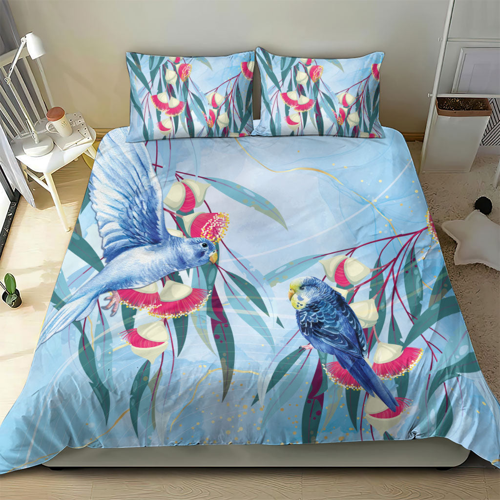 Australia Blue Budgie Marble Glaze Bedding Set Cancer Awareness