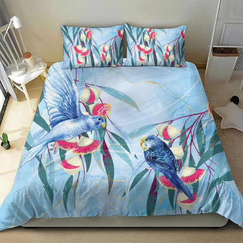 Australia Blue Budgie Marble Glaze Bedding Set Cancer Awareness