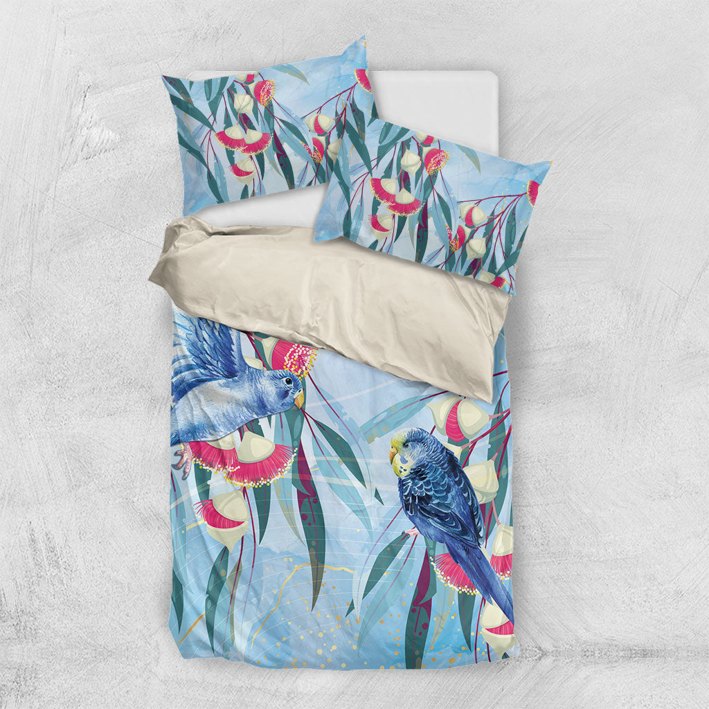 Australia Blue Budgie Marble Glaze Bedding Set Cancer Awareness