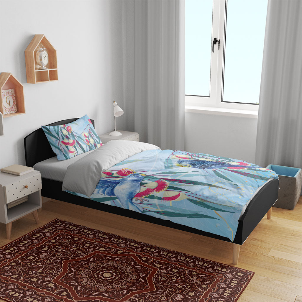 Australia Blue Budgie Marble Glaze Bedding Set Cancer Awareness