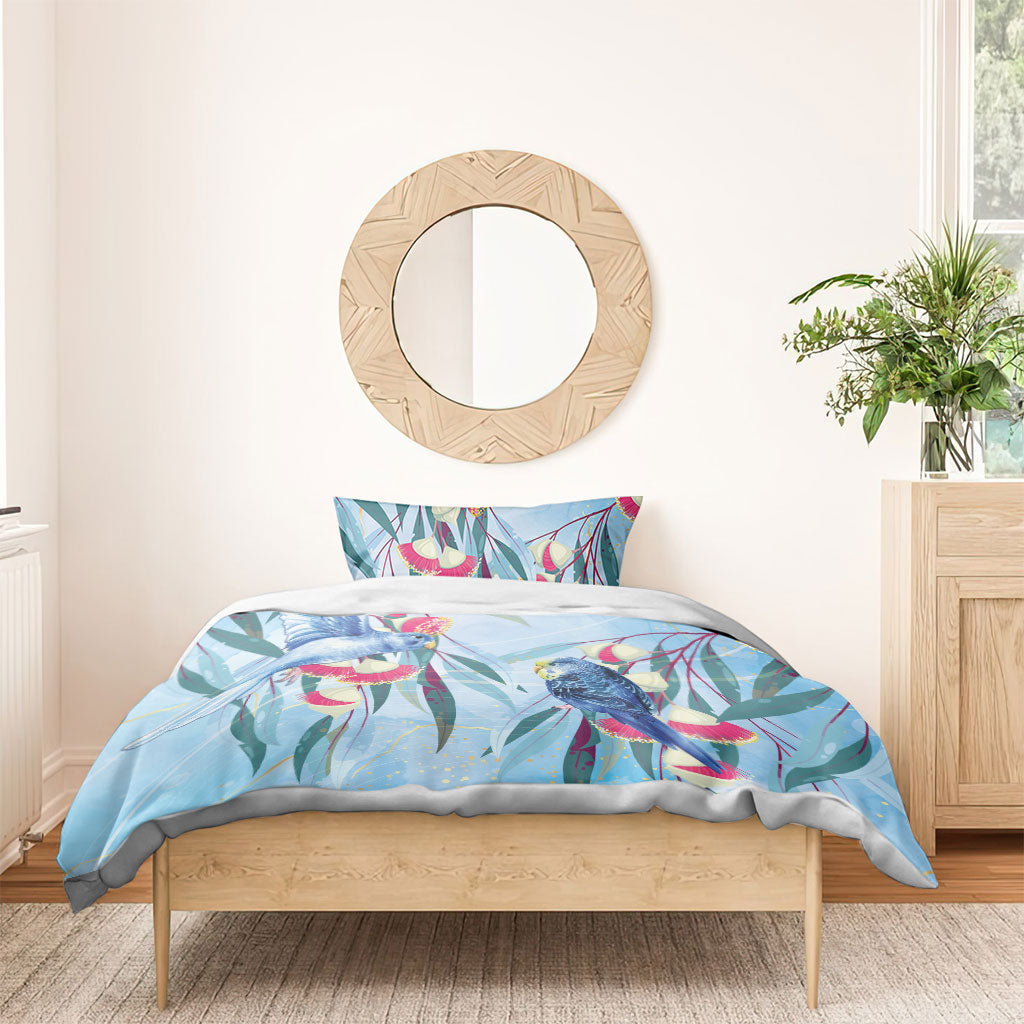 Australia Blue Budgie Marble Glaze Bedding Set Cancer Awareness