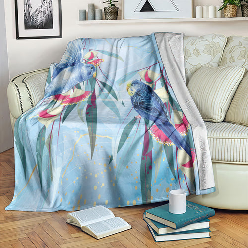 Australia Blue Budgie Marble Glaze Blanket Cancer Awareness