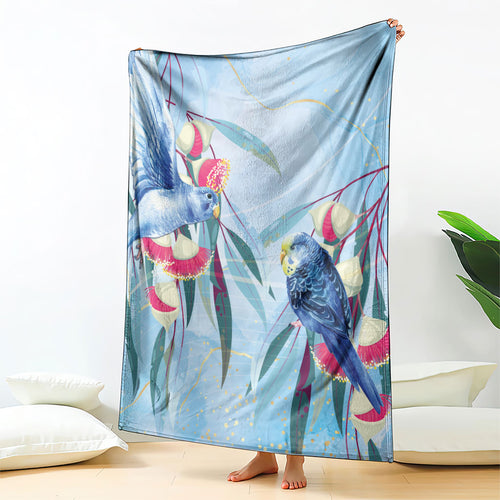 Australia Blue Budgie Marble Glaze Blanket Cancer Awareness