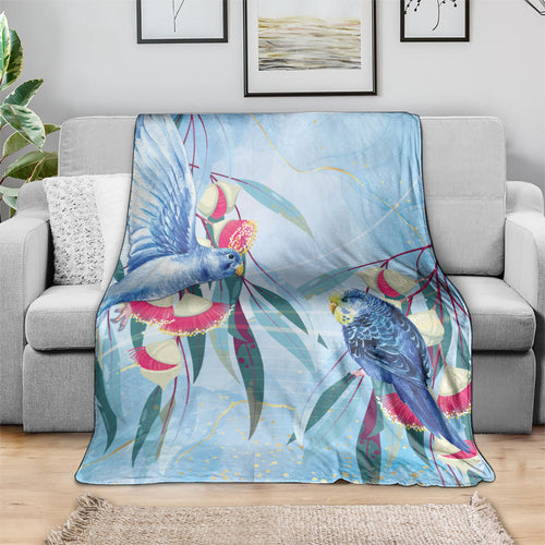 Australia Blue Budgie Marble Glaze Blanket Cancer Awareness
