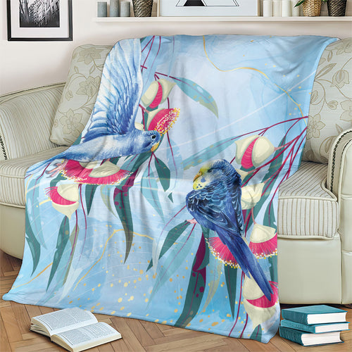 Australia Blue Budgie Marble Glaze Blanket Cancer Awareness