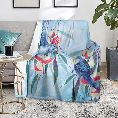 Australia Blue Budgie Marble Glaze Blanket Cancer Awareness