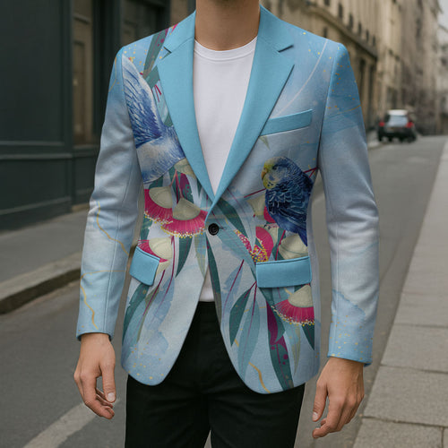 Australia Blue Budgie Marble Glaze Blazer Cancer Awareness