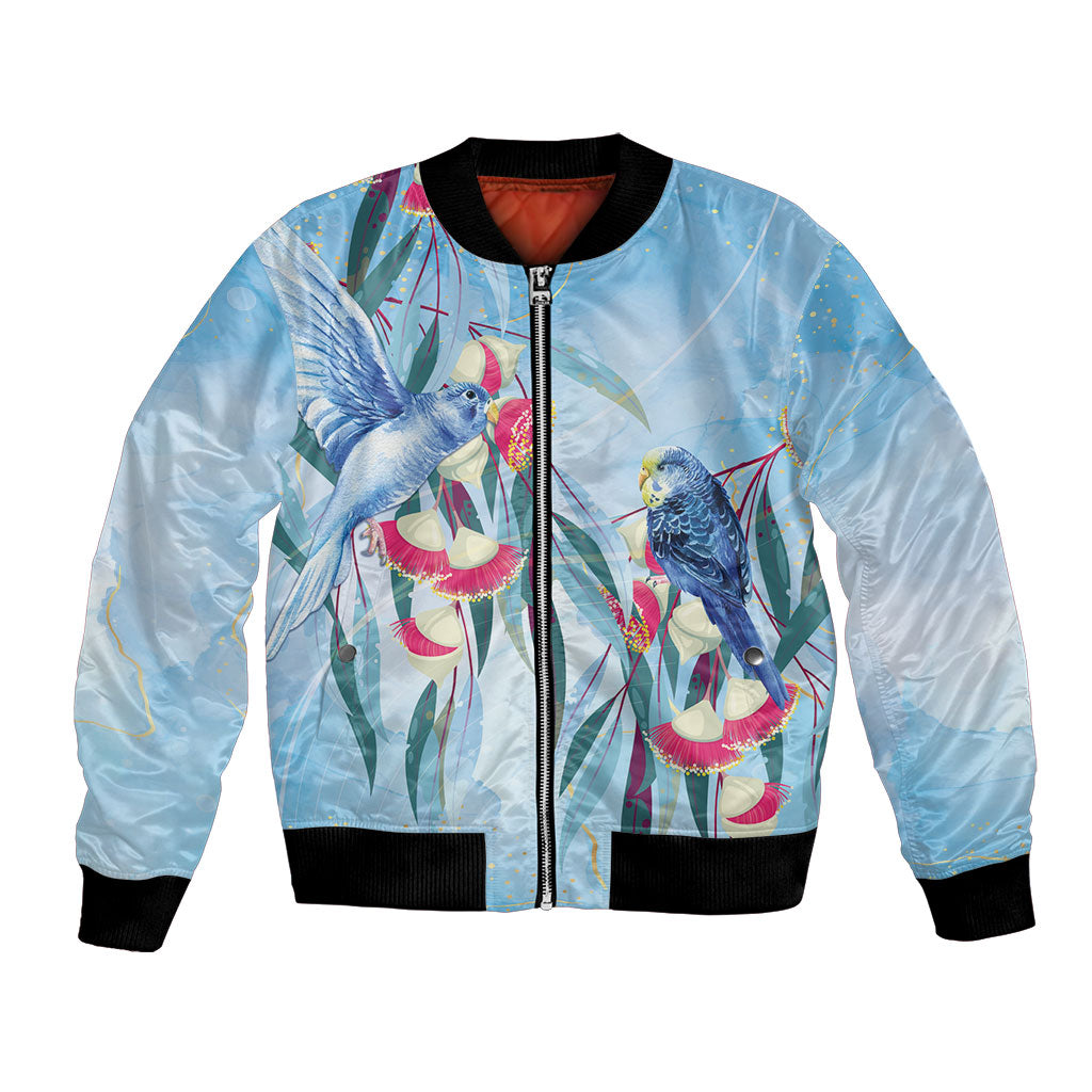 Australia Blue Budgie Marble Glaze Bomber Jacket Cancer Awareness