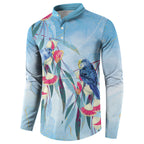 Australia Blue Budgie Marble Glaze Button Sweatshirt Cancer Awareness