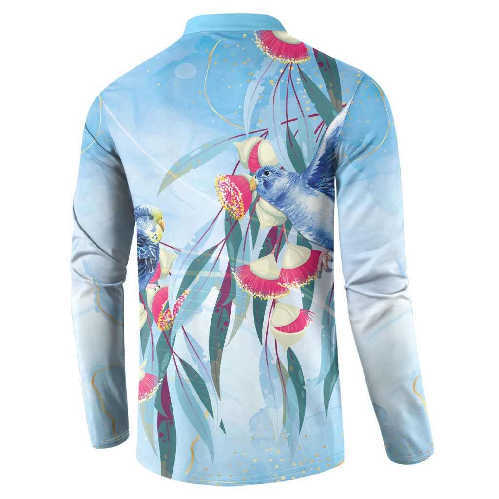 Australia Blue Budgie Marble Glaze Button Sweatshirt Cancer Awareness