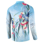 Australia Blue Budgie Marble Glaze Button Sweatshirt Cancer Awareness