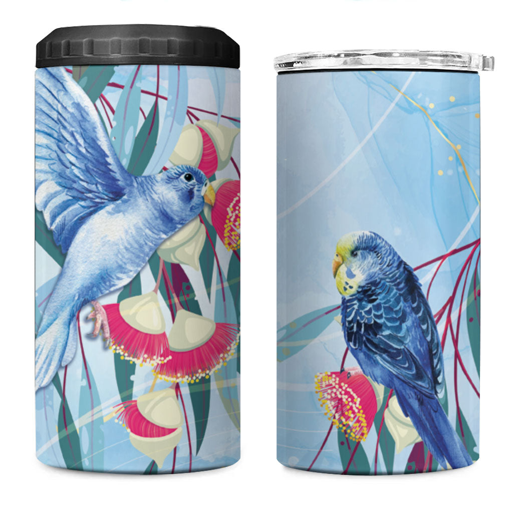 Australia Blue Budgie Marble Glaze 4 in 1 Can Cooler Tumbler Cancer Awareness