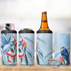 Australia Blue Budgie Marble Glaze 4 in 1 Can Cooler Tumbler Cancer Awareness