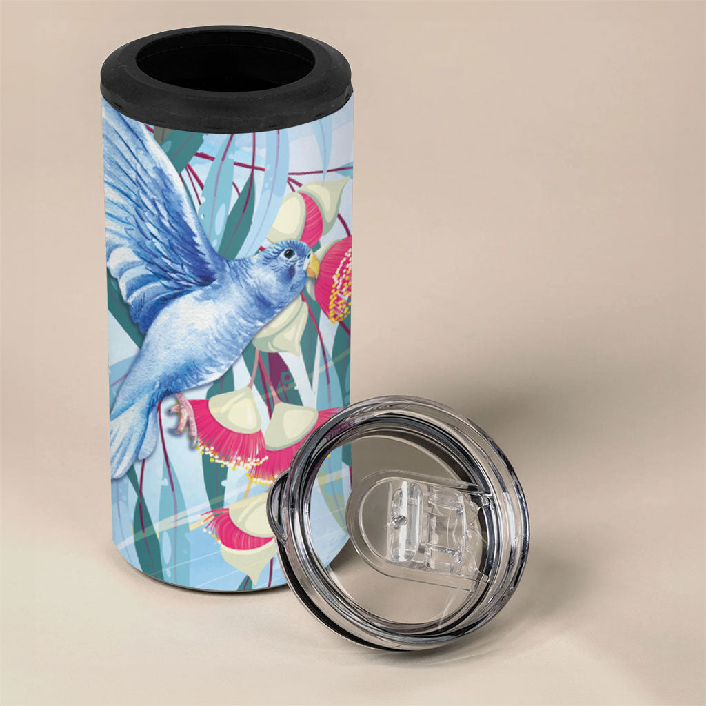 Australia Blue Budgie Marble Glaze 4 in 1 Can Cooler Tumbler Cancer Awareness