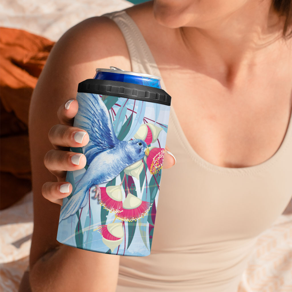 Australia Blue Budgie Marble Glaze 4 in 1 Can Cooler Tumbler Cancer Awareness