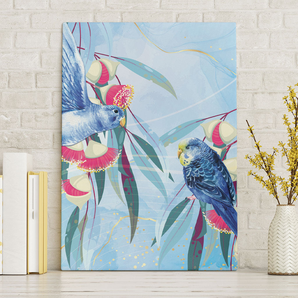Australia Blue Budgie Marble Glaze Canvas Wall Art Cancer Awareness