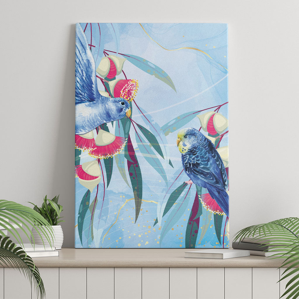 Australia Blue Budgie Marble Glaze Canvas Wall Art Cancer Awareness